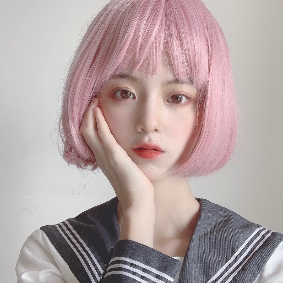 Amazon.co.jp: コスプレ ウィッグ変装用ウィッグ ウィッグ ボブ ピンク